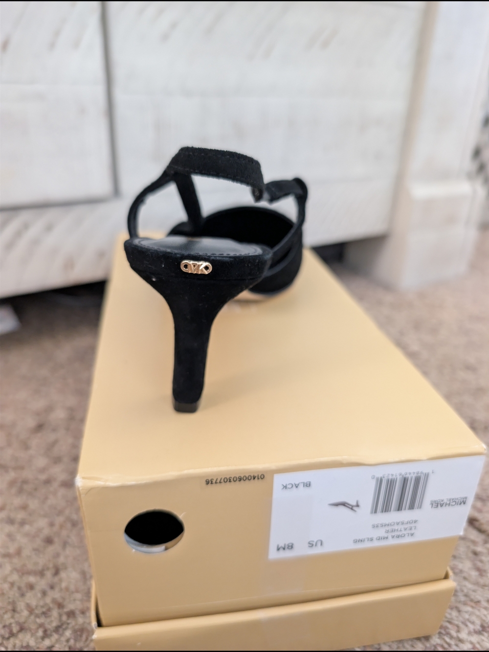 NIB MICHAEL Michael Kors Alora Mid Sling Pumps Black Suede Size 8M - Picture 4 of 5